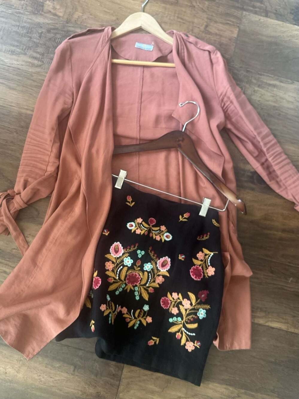 Embroidered Black Mini Skirt - Floral Detail
